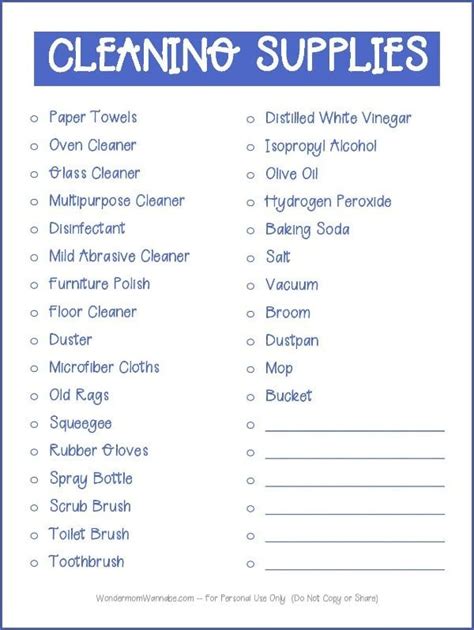 Free Printable Cleaning Supplies List | Cleaning supplies list, Free printable cleaning ...