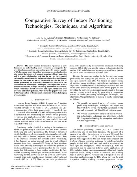 (PDF) Comparative Survey of Indoor Positioning Technologies, Techniques, and Algorithms