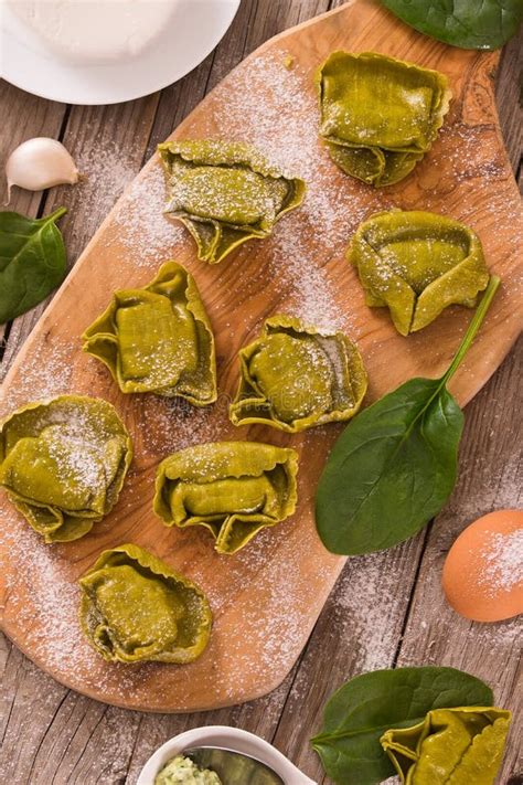 Spinach Ravioli with Ricotta Cheese Filling. Stock Photo - Image of ...