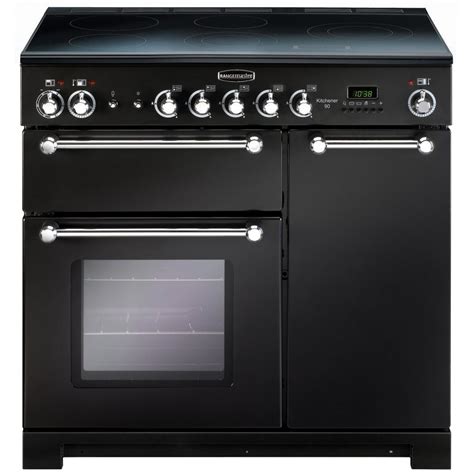 Rangemaster KCH90ECBL/C Kitchener 90cm Ceramic Range Cooker 79270 - BLACK - Appliance City