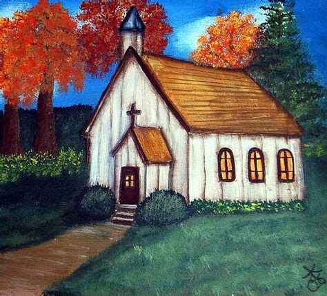 Image result for how to paint a church scene in acrylics | Country church, Fall canvas painting ...