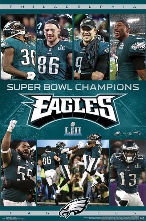 PHILADELPHIA EAGLES Super Bowl LII 2018 Championship CELEBRATION 22x34 ...