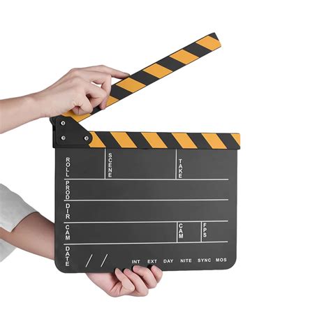 Movie Film Cut Board Dry Erase Acrylic Director Film Clapboard TV Cut Action Scene Clapper Board ...