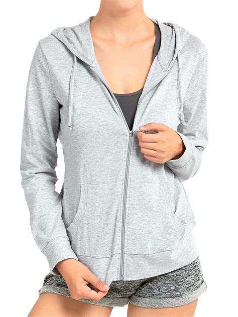 Women's Lightweight Cotton Blend Long Sleeve Zip Up Thin Hoodie Jacket - Walmart.com