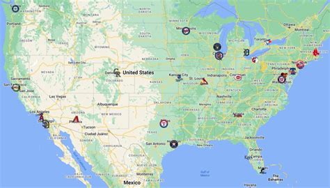 MLB Teams Map with logos | MLB Teams Location - FTS DLS KITS