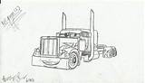 Coloring Truck Peterbilt Pages Trailer Semi Outline Drawing Old  sketch template
