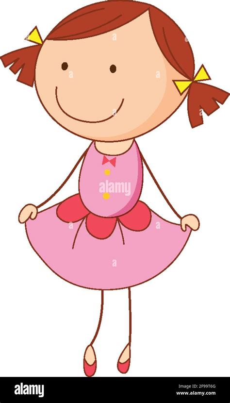 Cute girl cartoon character in doodle style isolated illustration Stock ...