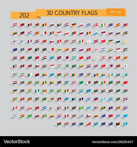 World 3d flags set 10eps Royalty Free Vector Image