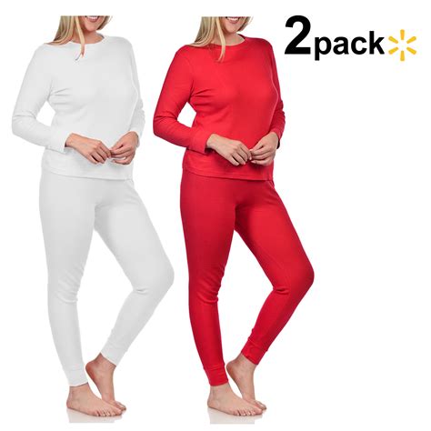 Basico Women's 2pc Long John Thermal Underwear Set 100% Cotton (2Pack ) - Walmart.com