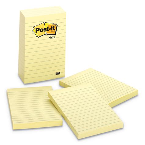 Post-it Notes Original Pads in Canary Yellow, Lined, 4 x 6, 100-Sheet ...