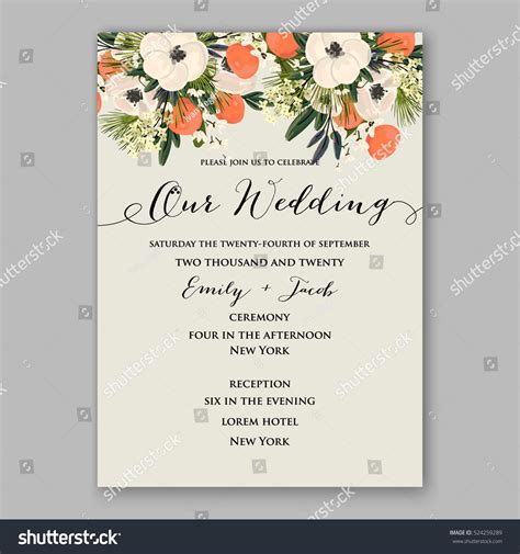 Wedding Invitation Template Card Tangerine Watercolor Stock Vector ...