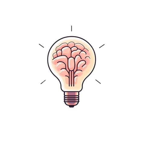 Light Bulb And Brain Illustration In Minimal Style, Brain, Technology, Lamp PNG Transparent ...