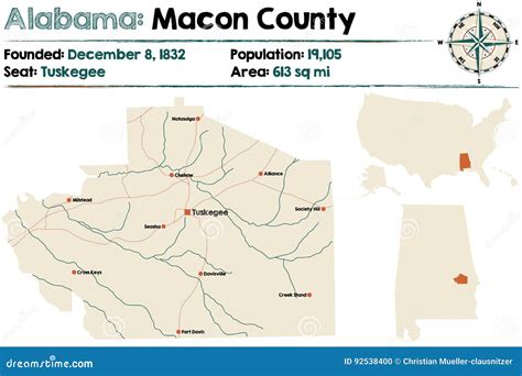 Alabama: Macon county map stock vector. Illustration of state - 92538400