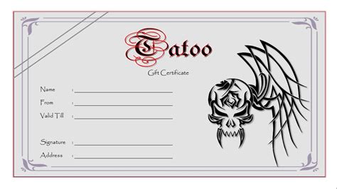 Tattoo Gift Certificate Template Free [7+ Coolest Designs] – Fresh ...