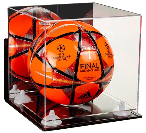 Deluxe Acrylic Soccer Ball Display Case with Mirror, Wall Mount, White ...