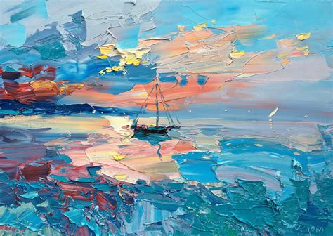 Ocean Painting on Canvas 56 Abstract Art Sailing Ocean Paintings On Canvas, Seascape Wall Art ...