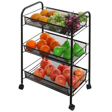 Winado 3 Tier Metal Rolling Storage Utility Kitchen Cart with Wheels - Walmart.com
