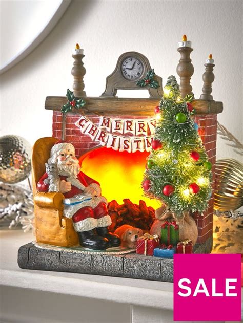 Very Home LED Merry Christmas Fireplace Scene with Santa | very.co.uk