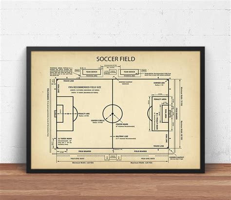 Football Pitch Diagram Soccer Field Blueprint Art Soccer - Etsy