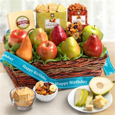 Birthday Fruit Basket with Cheese & Nuts - CFG8019B_22N – California Fruit Gifts