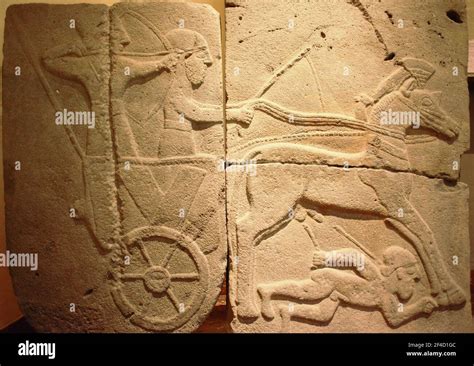 A bas-relief of a chariot with archer. Mesopotamia Stock Photo - Alamy