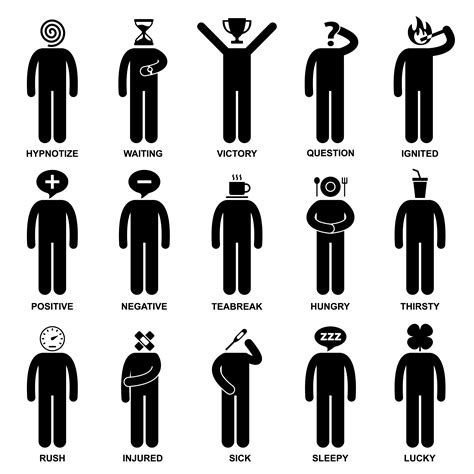 Man Emotion Feeling Expression Attitude Stick Figure Pictogram Icon ...