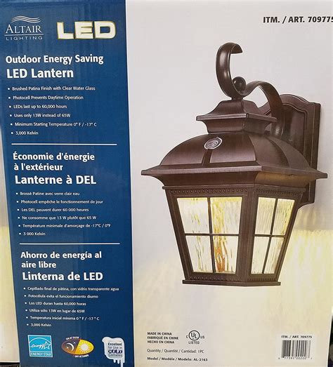 Altair Outdoor Electric LED Lantern Energy Saving, Brushed Patina ...