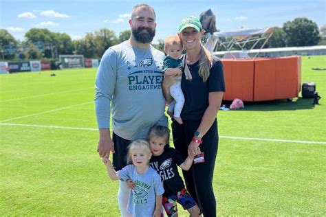 Jason Kelce Smiles with Wife Kylie and Their Three Daughters in ...