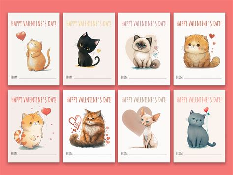 Printable Valentines Day Cards Cat Valentines Card - Etsy