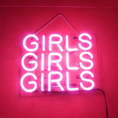 LiQi ™ Pink Girls Girls Beer Neon Sign （14" x 9"Large） for Home Bedroom Pub Hotel Beach ...