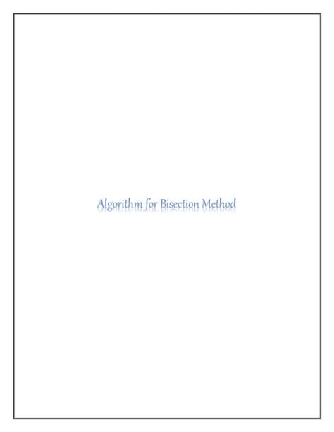 Algorithm for bisection method | PDF