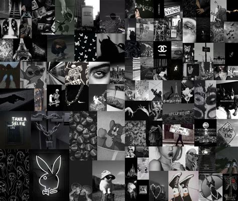 Black Collage Kit, Black Grunge Aesthetic, Black and White Collage Kit DIGITAL DOWNLOAD 100 PCS ...