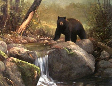 "Black Bear Creek" by Dave Merrill www.davemerrillart.com | Bear paintings, Bear art, Dancing ...