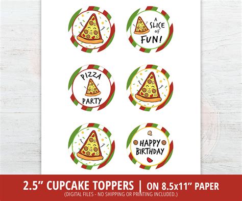 Pizza Cupcake Toppers Pizza Party Cupcake Toppers Pizza - Etsy