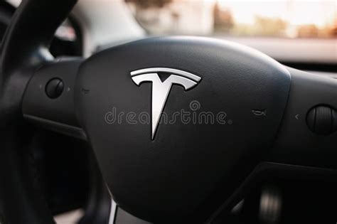 Tesla Model 3 Performance Logo on the Steering Wheel. Editorial Photo - Image of economy, energy ...