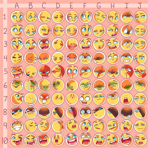 100 Expression Chart by BlueJayy44 on DeviantArt