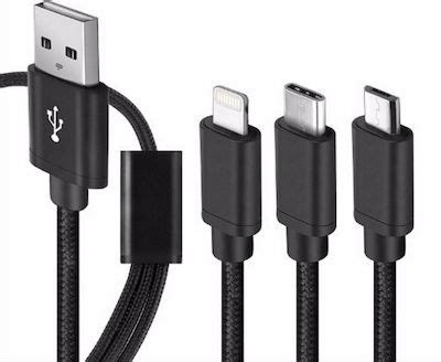 Braided USB to Lightning / Type-C / micro USB Cable Μαύρο 1m (S-687) | Skroutz.gr