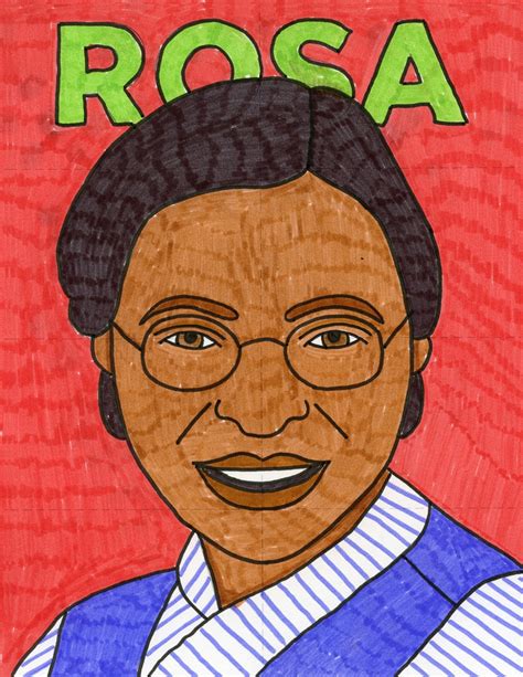 How to Draw Rosa Parks - Easy Step-by-Step Art Lesson + Coloring Page | Black history month art ...