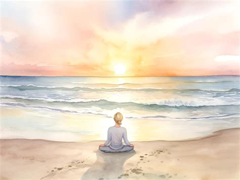 Premium AI Image | A man meditating on the beach at sunset