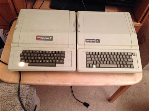 APPLE II computers; II PLUS on the left, IIe on the right. Both computers still turn on. : r/apple2