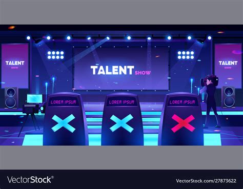 Talent show stage with jury chairs empty scene Vector Image