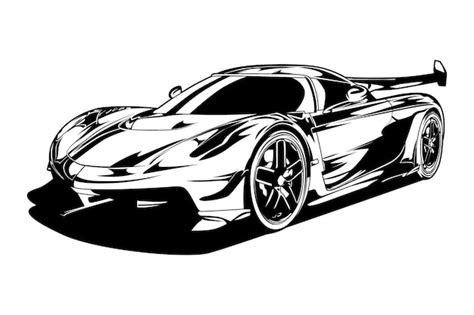 Premium Vector | Black and white sports car or supercar vector illustration