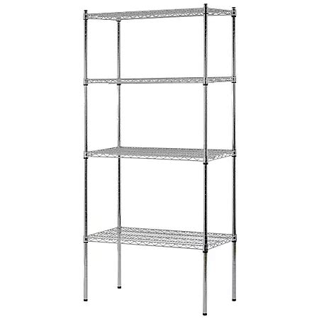 Heavy Duty NSF Certified 4-Level Wire Shelving - Chrome (74"H x 36"W x ...