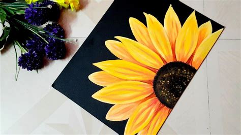 Sunflower Painting by Acrylic Colour / Step by Step Sunflower Painting ...