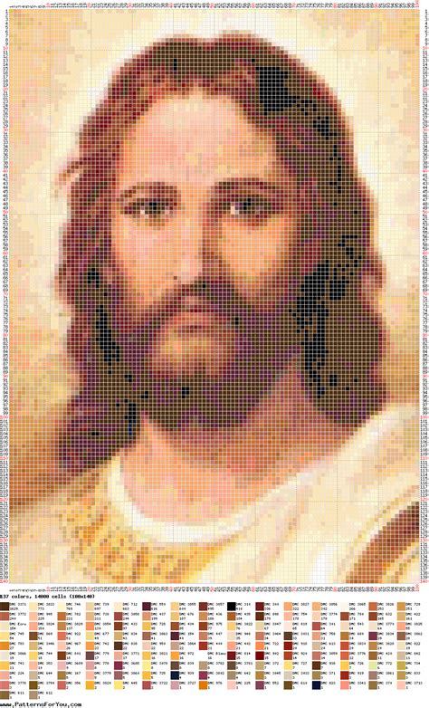 the face of jesus is shown in this cross stitch chart