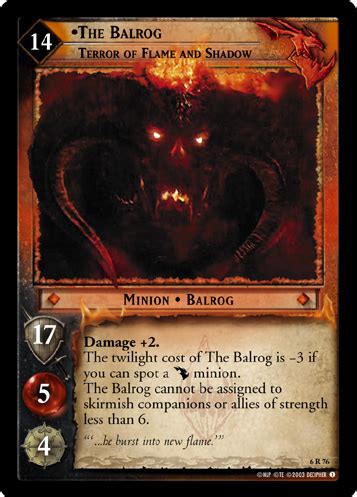 LotR TCG Wiki: The Balrog, Terror of Flame and Shadow (6R76)