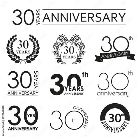 30 years anniversary icon set. 30th anniversary celebration logo ...