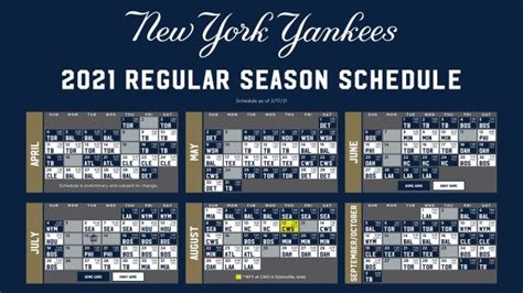 Yankees Printable Schedule | New York Yankees