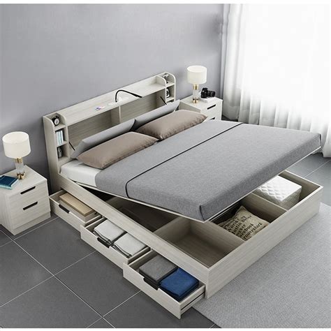 Cal King Size Storage Bed Low Profile Platform Bed With Drawers In ...