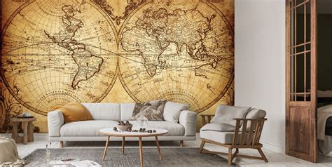 Antique World Map Wallpaper